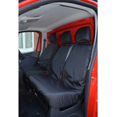 Renault Trafic 2014 On - Vauxhall Vivaro 2014-2019 - Non-folding Double Pass Seat Covers - Black